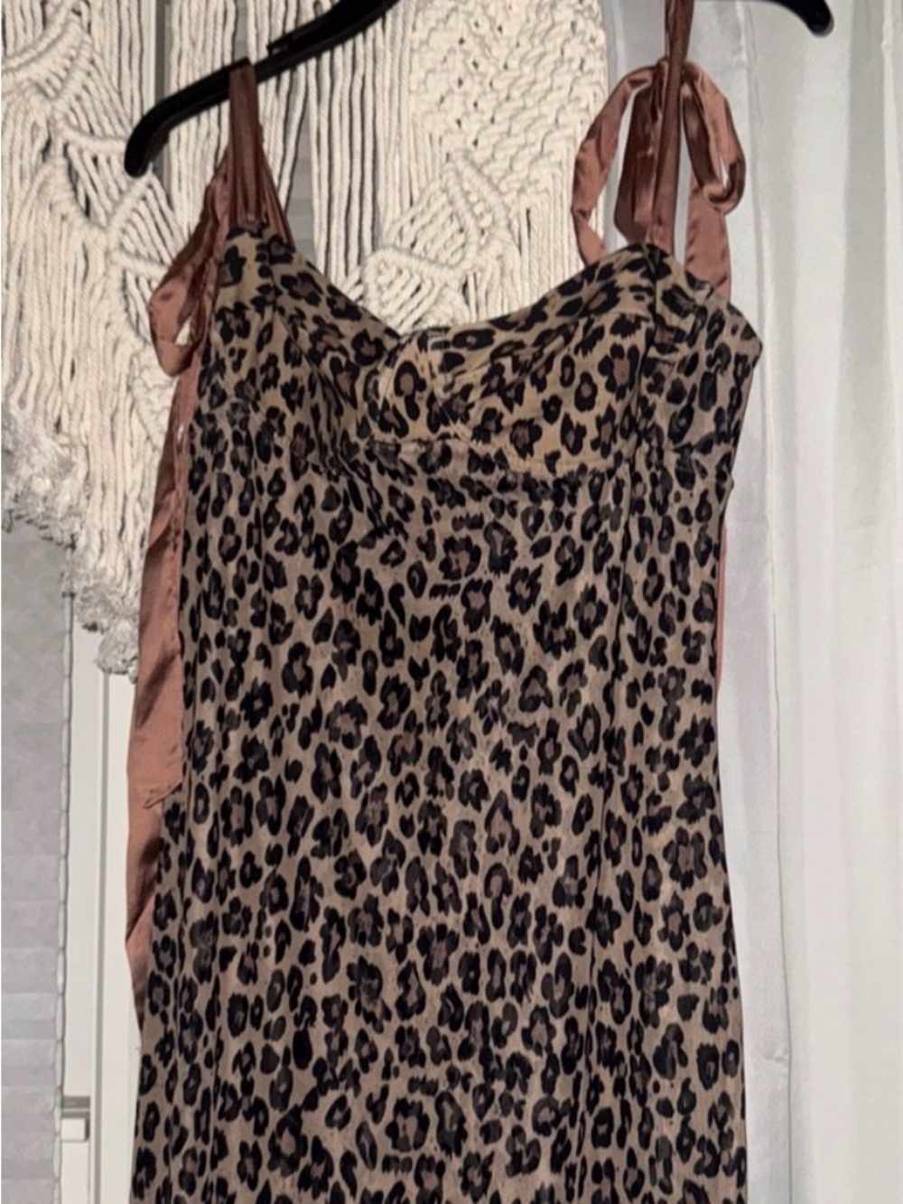 Free People Leopard Print Mesh Slip Midi Dress in Tan and Black - Picture 4 of 6